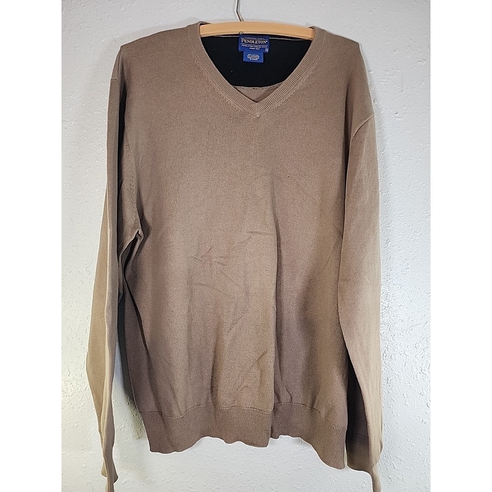 VTG Pendleton Cashmere Blend Sweater Woolen Preppy Knit Beige Cosby Academia Dad
